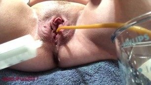 Catheter Insertion and Drain, Pee Hole Fingering, Great Pulsing Pussy!