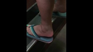 Lesbian Sexy Feet in Flip Flops up Close