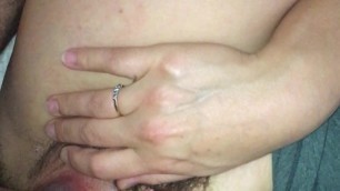 Fucking and fingering her hairy pussy