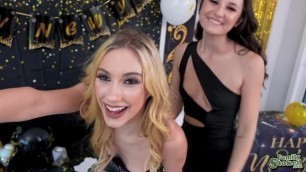 Stepsisters Jazmin and Liz go all out and celebrate the New Year with stepdad Brock