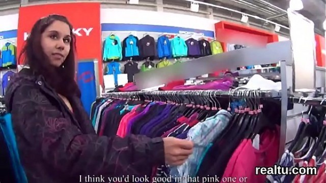 Stunning czech teenie gets teased in the shopping centre and pounded in pov