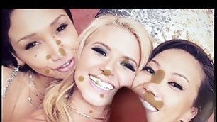 Vicki Chase & Anikka Albrite & Kalina Ryu facial cum tribute facial
